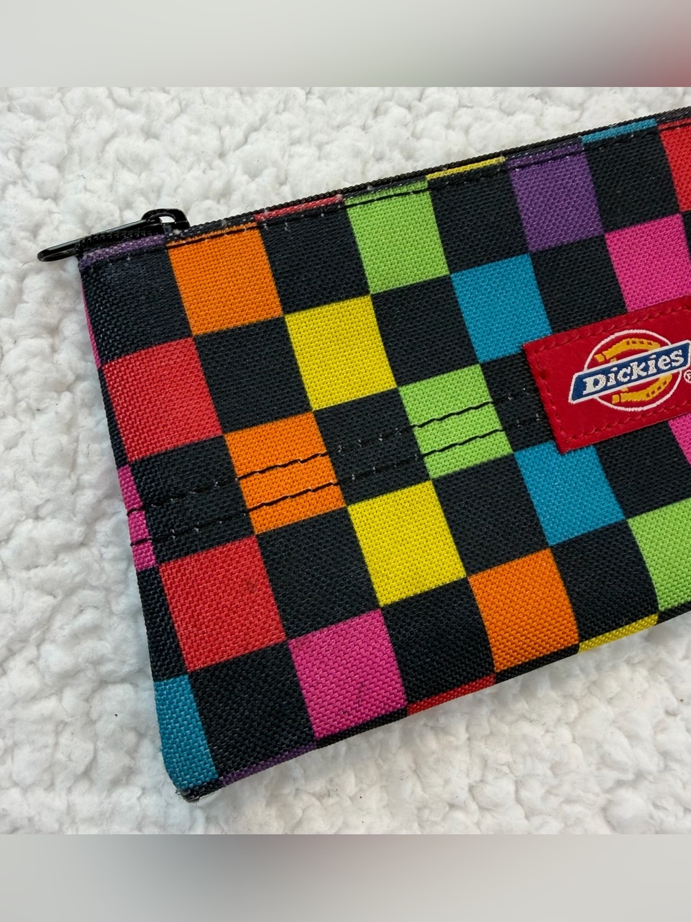 DICKIES • Rainbow Checkered Zip Pencil Pouch, OS - Picture 4 of 7